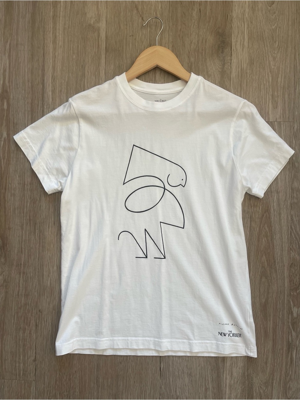 The New Yorker Pierre Buttin Graphic T-Shirt White Supima Cotton Size Small